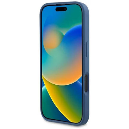 Etui MagSafe dla Apple iPhone 16, Guess, 4G Printed Stripes, Niebieskie