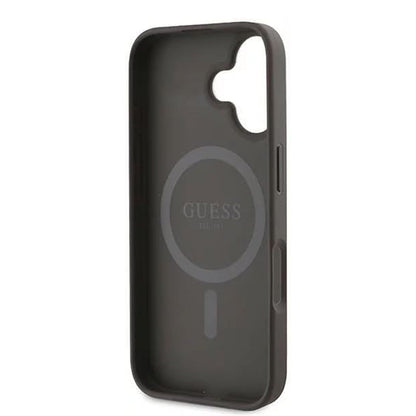 Etui MagSafe dla Apple iPhone 16, Guess, 4G Ring Classic Logo, Brązowy