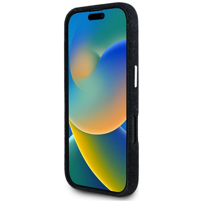 Etui MagSafe dla Apple iPhone 16, Guess, Denim Triangle Logo, Czarne