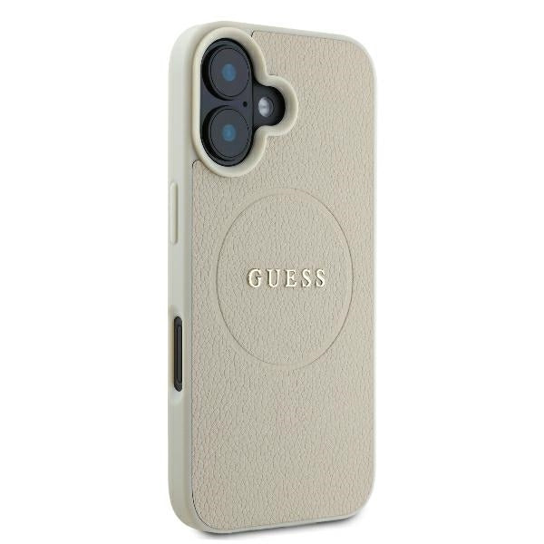 Etui MagSafe dla Apple iPhone 16, Guess, Grained Gold Ring, Beżowy