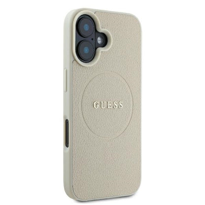 Etui MagSafe dla Apple iPhone 16, Guess, Grained Gold Ring, Beżowy