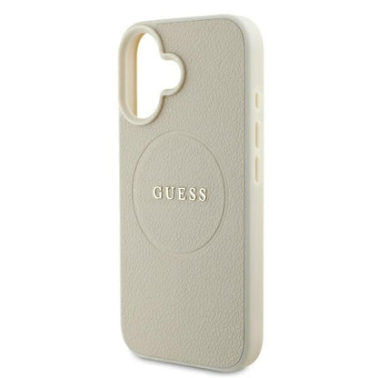 Etui MagSafe dla Apple iPhone 16, Guess, Grained Gold Ring, Beżowy