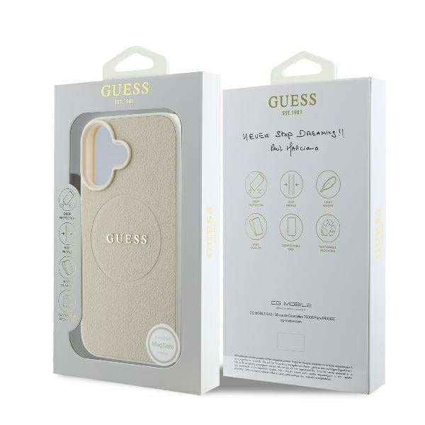 Etui MagSafe dla Apple iPhone 16, Guess, Grained Gold Ring, Beżowy