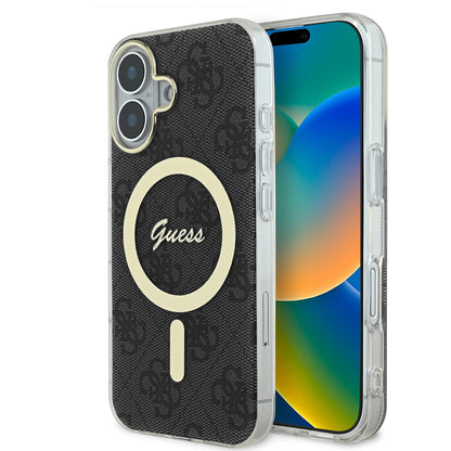 Etui MagSafe dla Apple iPhone 16, Guess, IML 4G, Czarne