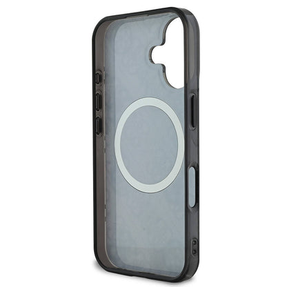 Etui MagSafe dla Apple iPhone 16, Guess, IML 4G Peony, Czarne GUHMP16SH4PYEEK