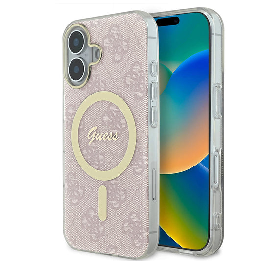 Etui MagSafe dla Apple iPhone 16, Guess, IML 4G, Różowy