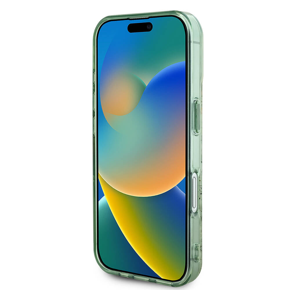 Etui MagSafe dla Apple iPhone 16, Guess, IML Flower & Tonal Circle, Zielony