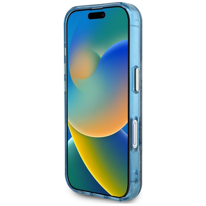 Etui MagSafe dla Apple iPhone 16, Guess, IML Glitter 4G Circle Triangle, Niebieskie