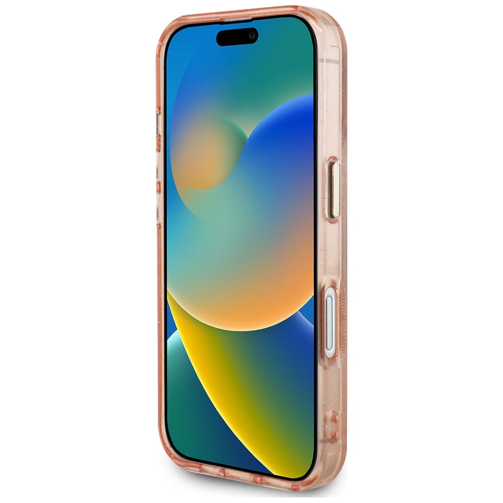 Etui MagSafe dla Apple iPhone 16, Guess, IML Glitter 4G Circle Triangle, Różowy