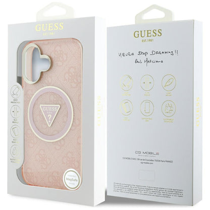 Etui MagSafe dla Apple iPhone 16, Guess, IML Glitter 4G Circle Triangle, Różowy