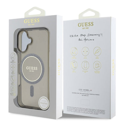 Etui MagSafe dla Apple iPhone 16, Guess, IML Glitter Circle, Czarne