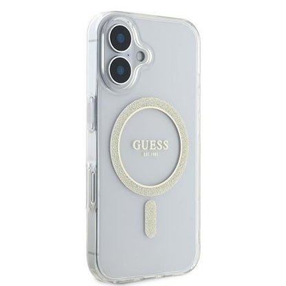 Etui MagSafe dla Apple iPhone 16, Guess, IML Glitter Circle, Przezroczyste