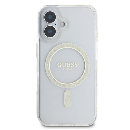 Etui MagSafe dla Apple iPhone 16, Guess, IML Glitter Circle, Przezroczyste