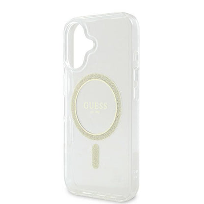 Etui MagSafe dla Apple iPhone 16, Guess, IML Glitter Circle, Przezroczyste
