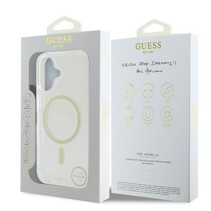 Etui MagSafe dla Apple iPhone 16, Guess, IML Glitter Circle, Przezroczyste