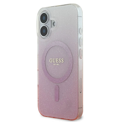 Etui MagSafe dla Apple iPhone 16, Guess, IML Glitter Gradient, Różowy
