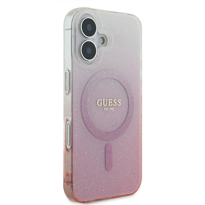 Etui MagSafe dla Apple iPhone 16, Guess, IML Glitter Gradient, Różowy