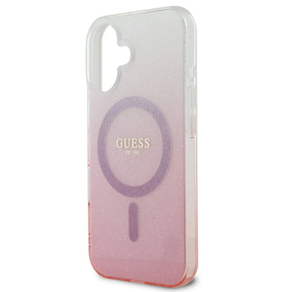 Etui MagSafe dla Apple iPhone 16, Guess, IML Glitter Gradient, Różowy