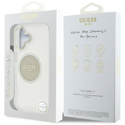 Etui MagSafe dla Apple iPhone 16, Guess, IML Metal Colored Circle, Szare