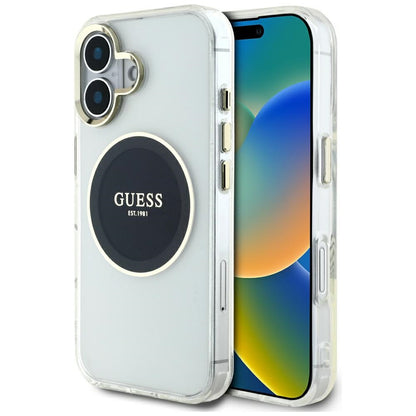 Etui MagSafe dla Apple iPhone 16, Guess, IML Metal Colored Circle, Czarne