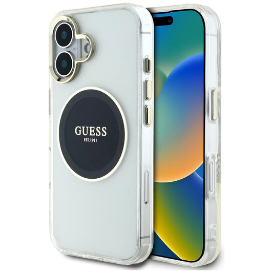 Etui MagSafe dla Apple iPhone 16, Guess, IML Metal Colored Circle, Czarne