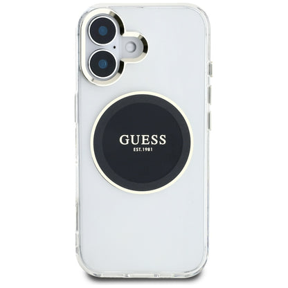 Etui MagSafe dla Apple iPhone 16, Guess, IML Metal Colored Circle, Czarne