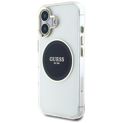 Etui MagSafe dla Apple iPhone 16, Guess, IML Metal Colored Circle, Czarne