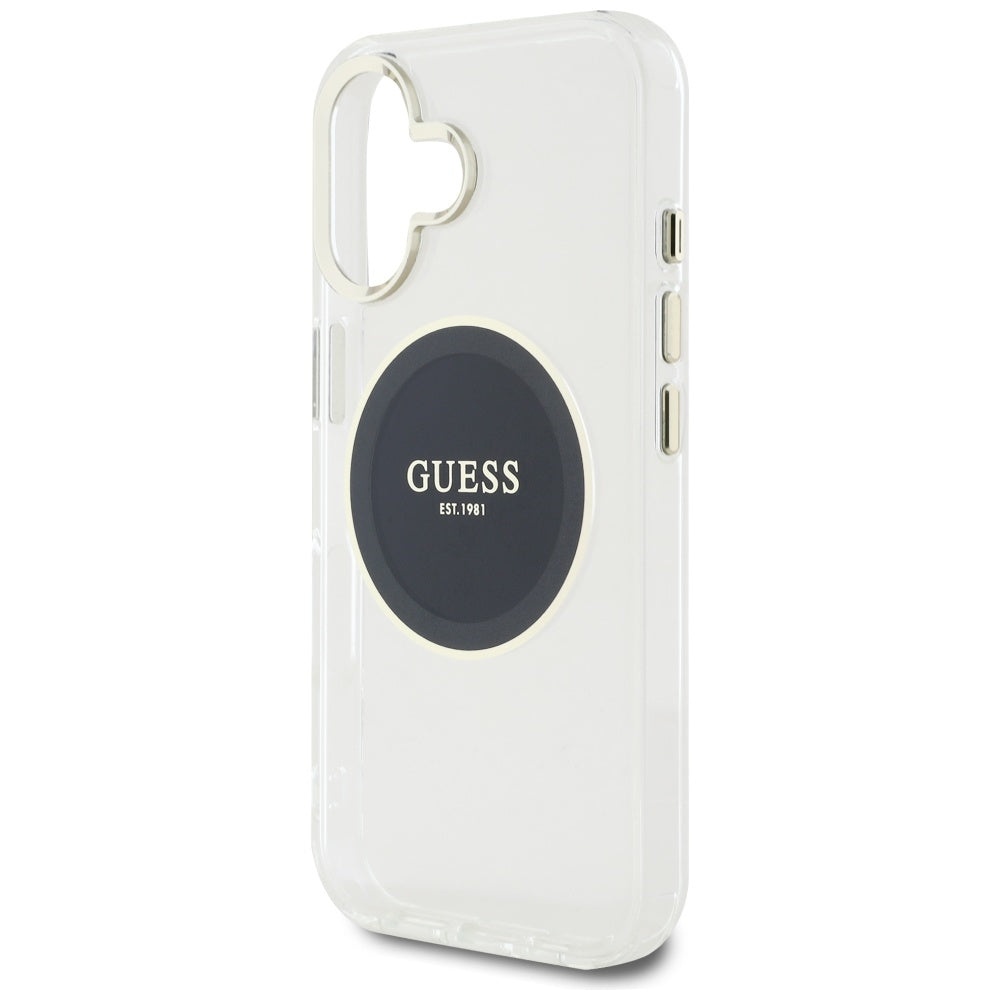 Etui MagSafe dla Apple iPhone 16, Guess, IML Metal Colored Circle, Czarne