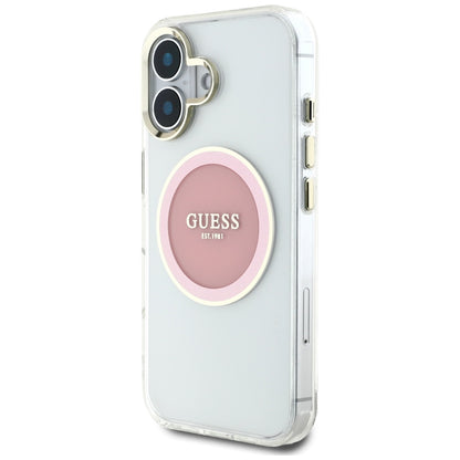Etui MagSafe dla Apple iPhone 16, Guess, IML Metal Colored Circle, Różowy