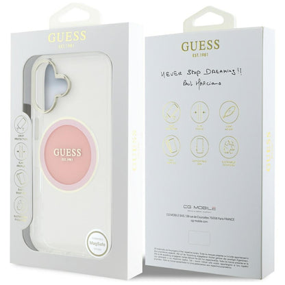 Etui MagSafe dla Apple iPhone 16, Guess, IML Metal Colored Circle, Różowy