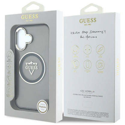 Etui MagSafe dla Apple iPhone 16, Guess, IML Metal Mountain Logo, Czarne