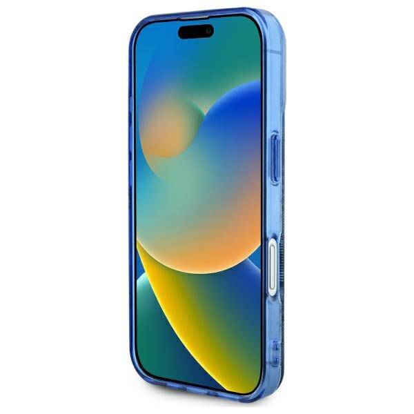 Etui MagSafe dla Apple iPhone 16, Guess, IML Peony On 4G Background, Niebieskie