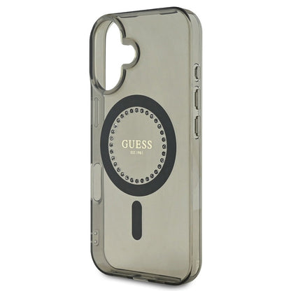 Etui MagSafe dla Apple iPhone 16, Guess, IML Rhinestone, Czarne