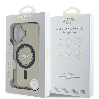 Etui MagSafe dla Apple iPhone 16, Guess, IML Rhinestone, Czarne