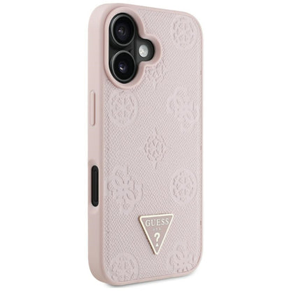 Etui MagSafe dla Apple iPhone 16, Guess, Peony Grained Hot Stamp Triangle, Różowy