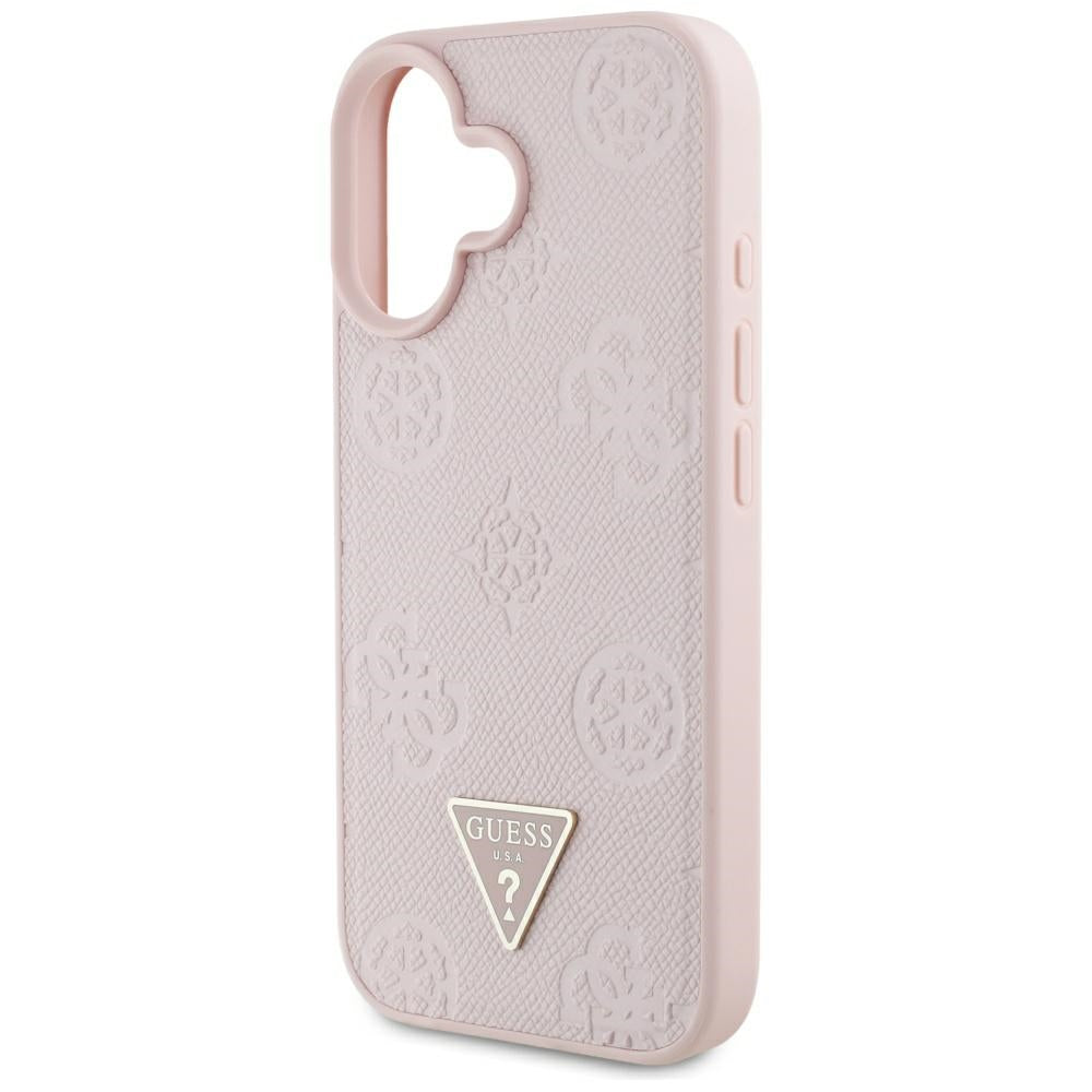 Etui MagSafe dla Apple iPhone 16, Guess, Peony Grained Hot Stamp Triangle, Różowy