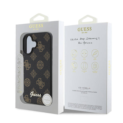 Etui MagSafe dla Apple iPhone 16, Guess, Peony Script, Czarne