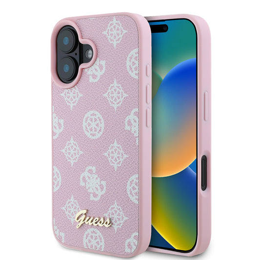 Etui MagSafe dla Apple iPhone 16, Guess, Peony Script, Różowy
