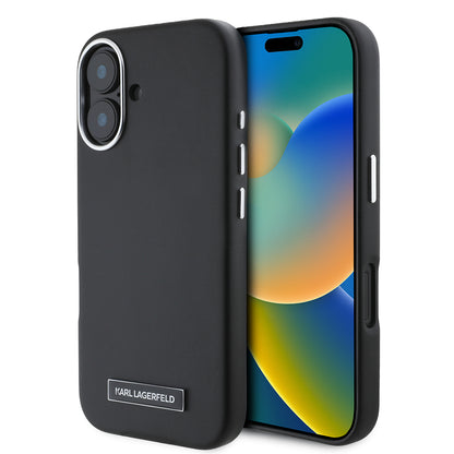 Etui MagSafe dla Apple iPhone 16, Karl Lagerfeld, FW Metal Plate, Czarne