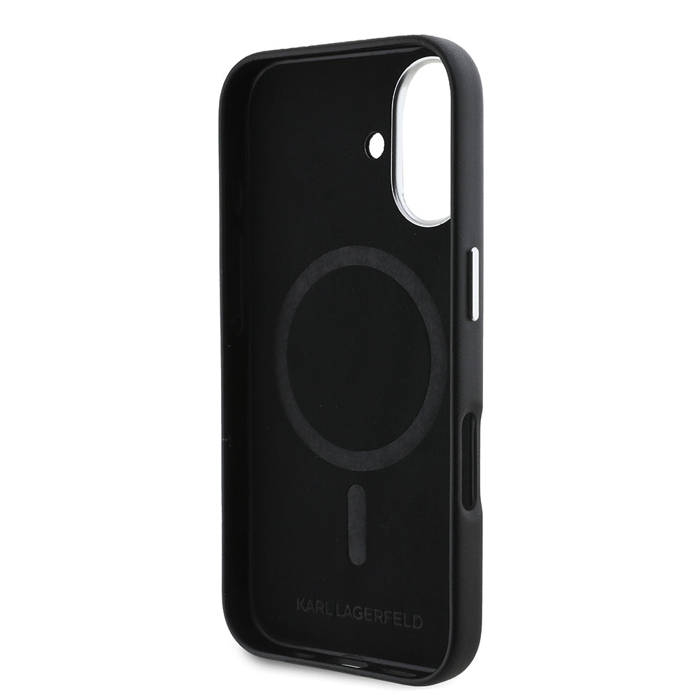 Etui MagSafe dla Apple iPhone 16, Karl Lagerfeld, FW Metal Plate, Czarne