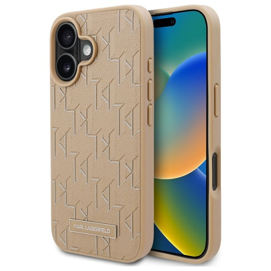 Etui MagSafe dla Apple iPhone 16, Karl Lagerfeld, Hot Stamp, Beżowy