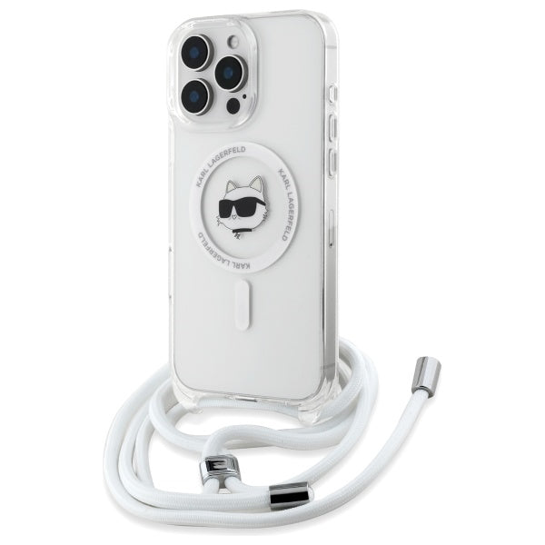 Etui MagSafe dla Apple iPhone 16, Karl Lagerfeld, IML Crossbody Choupette's Head with Strap, Przezroczyste