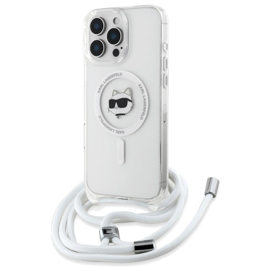 Etui MagSafe dla Apple iPhone 16, Karl Lagerfeld, IML Crossbody Choupette's Head with Strap, Przezroczyste