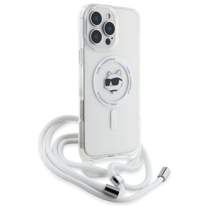 Etui MagSafe dla Apple iPhone 16, Karl Lagerfeld, IML Crossbody Choupette's Head with Strap, Przezroczyste