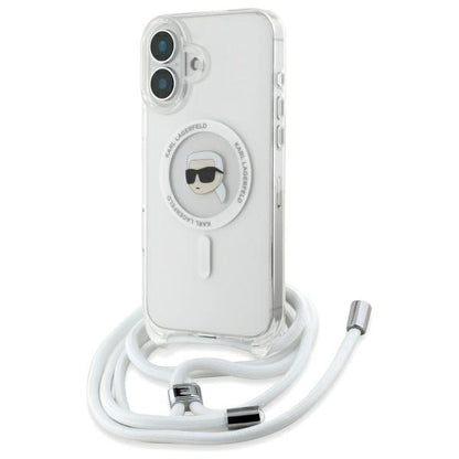 Etui MagSafe dla Apple iPhone 16, Karl Lagerfeld, IML Crossbody Karl's Head, Przezroczyste