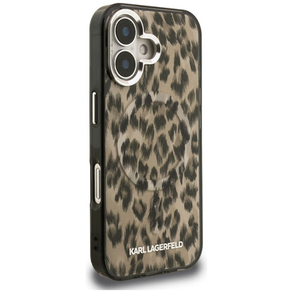 Etui MagSafe dla Apple iPhone 16, Karl Lagerfeld, Wzór Leopard IML, Brązowy