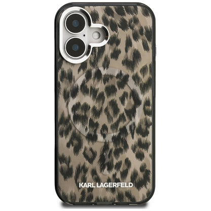 Etui MagSafe dla Apple iPhone 16, Karl Lagerfeld, Wzór Leopard IML, Brązowy