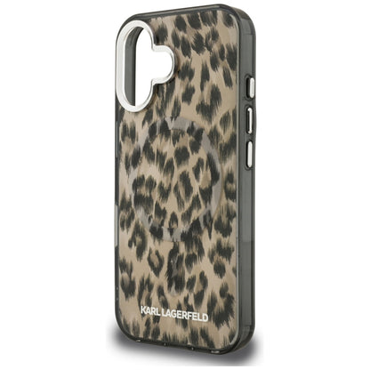Etui MagSafe dla Apple iPhone 16, Karl Lagerfeld, Wzór Leopard IML, Brązowy