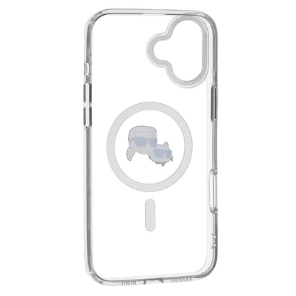 Etui MagSafe dla Apple iPhone 16, Karl Lagerfeld, IML Metal Karl & Choupette's Heads, Białe