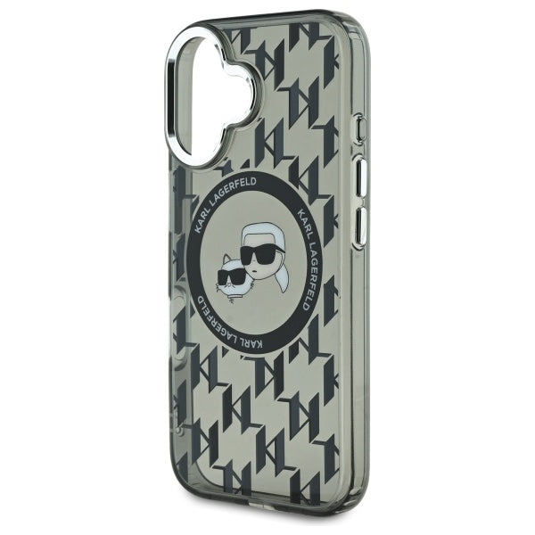 Etui MagSafe dla Apple iPhone 16, Karl Lagerfeld, IML Monogram Karl & Choupette's Heads, Czarne